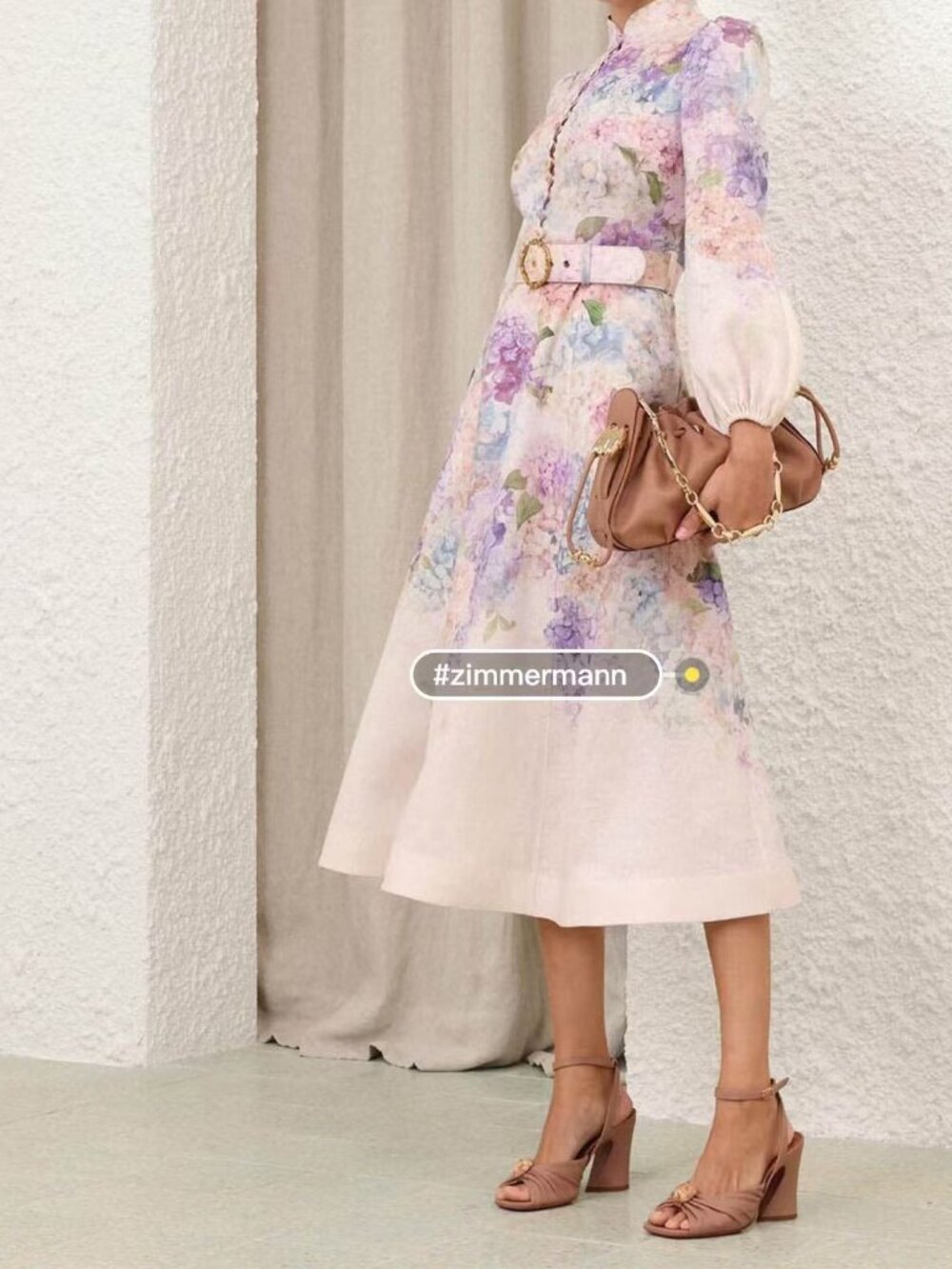 ZIMMERMANN Long-Sleeve Floral Linen Dress size 1